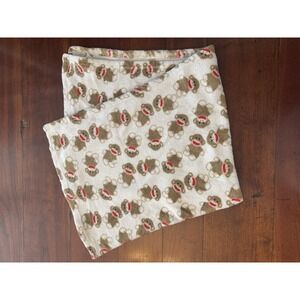 Baby Starters Sock Monkey Blanket White Plush Fleece Full Body Monkey